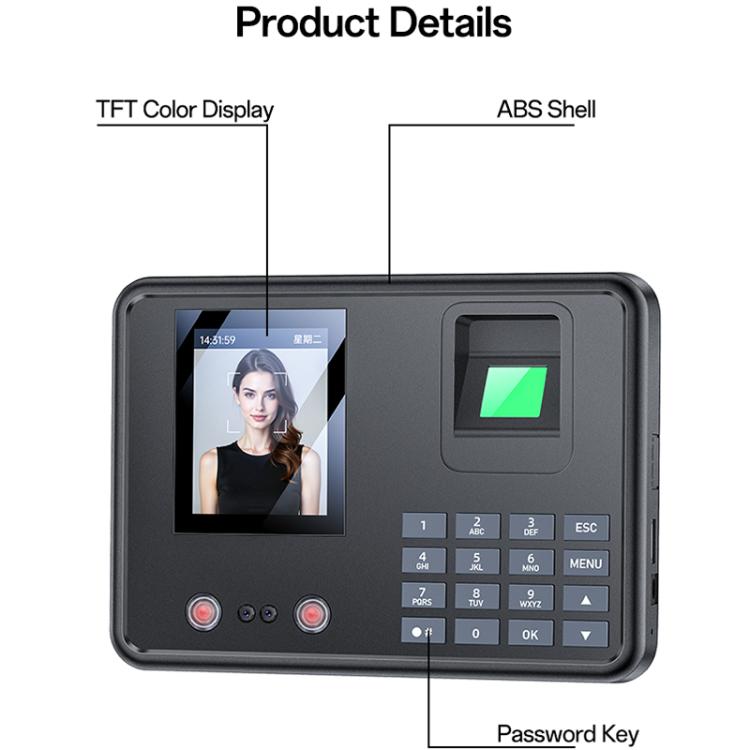 Yesido KM30 2.8 inch Screen Face Fingerprint Recognition Attendance Machine
