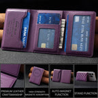 BFK36 Magnetic V-shaped Mobile Phone Holder RFID Card Slots — Blue