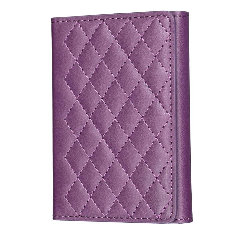 BFK37 Magnetic Rhombus Lattice Mobile Phone Holder RFID Card Slots — Purple