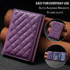 BFK37 Magnetic Rhombus Lattice Mobile Phone Holder RFID Card Slots — Blue