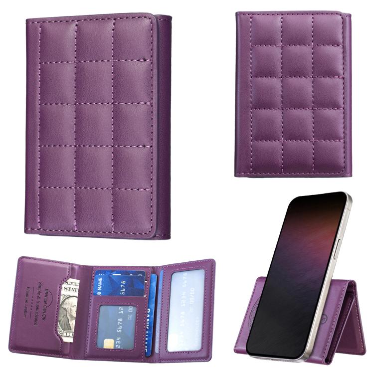 BFK38 Magnetic Square-shaped Mobile Phone Holder RFID Card Slots — Black
