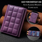 BFK38 Magnetic Square-shaped Mobile Phone Holder RFID Card Slots — Blue