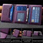 BFK38 Magnetic Square-shaped Mobile Phone Holder RFID Card Slots — Golden
