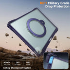 Dual-Color 360 Pivot Holder Tablet Case with Pen Slot & Shoulder Strap