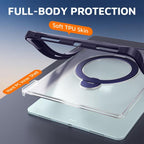 Dual-Color 360 Pivot Holder Tablet Case with Pen Slot & Shoulder Strap