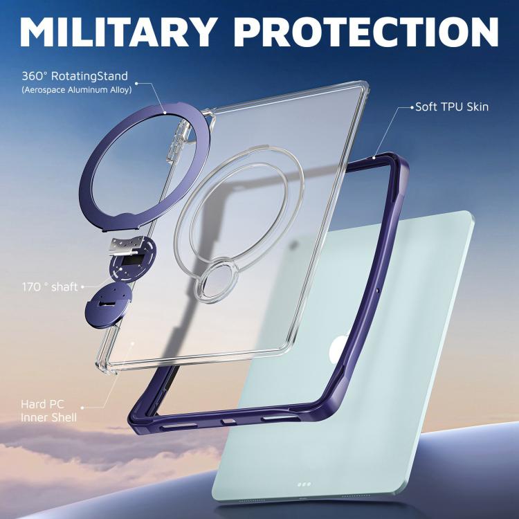 Dual-Color 360 Pivot Holder Tablet Case with Pen Slot & Shoulder Strap