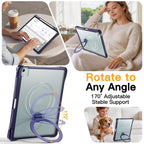 Dual-Color 360 Pivot Holder Tablet Case with Pen Slot & Shoulder Strap