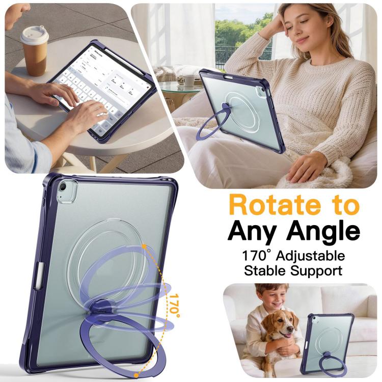 Dual-Color 360 Pivot Holder Tablet Case with Pen Slot & Shoulder Strap