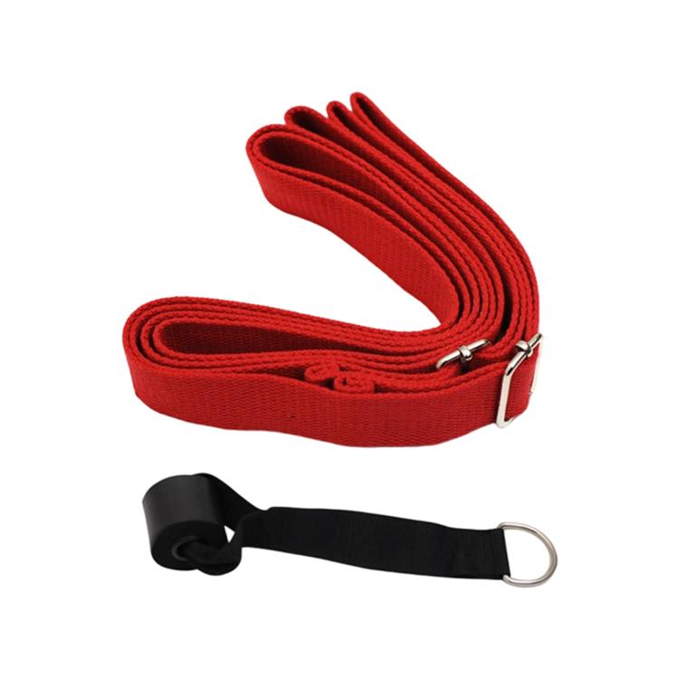 Adjustable Yoga Rope Stretching Trainer Doorway Stretching Belt — Rose Red
