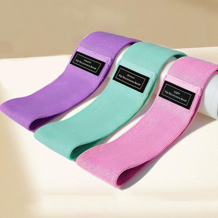 Knitted Yoga Resistance Band Glute Training Assistance Stretching Elastic Band — Gray, Pink and Black Set with label