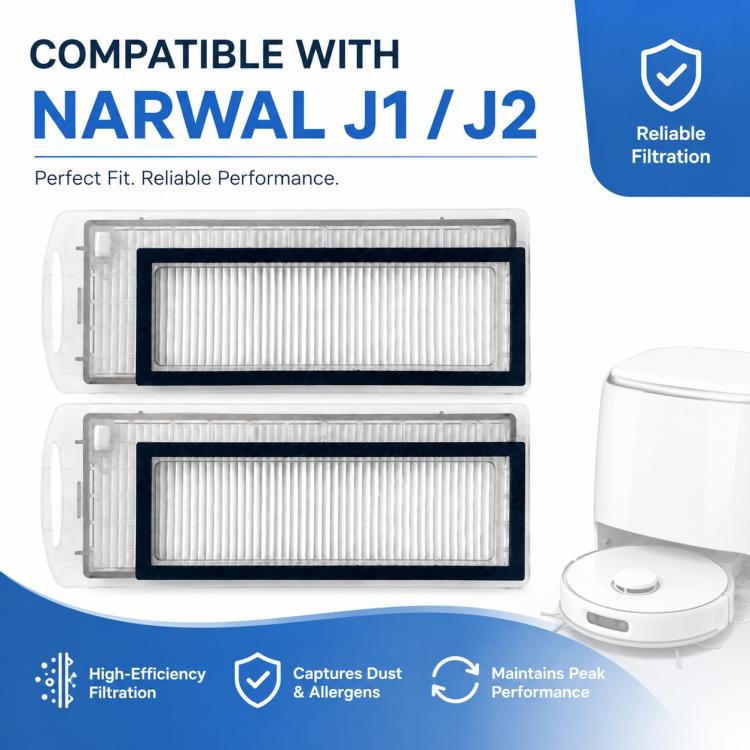 For Narwal J1 / J2 Robot Vacuum Cleaner Replacement Parts — 6pcs Combo