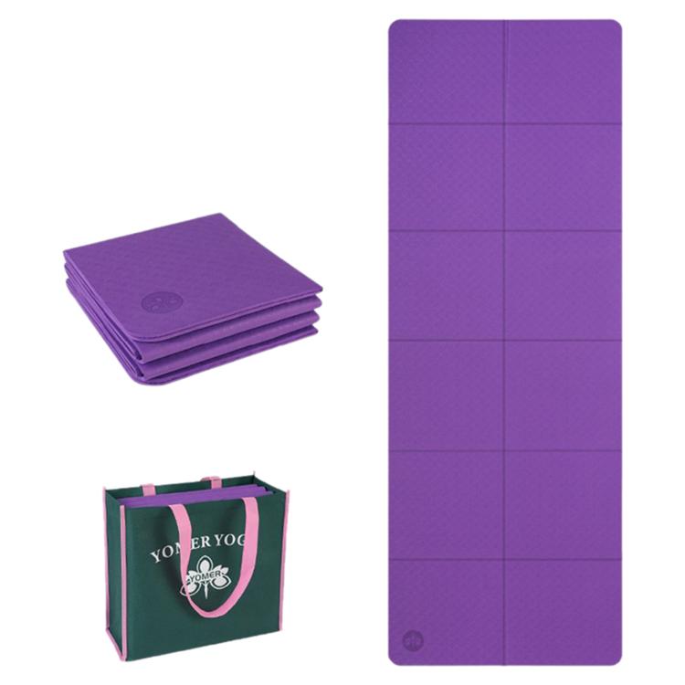 4mm Thick Non-slip Fitness Pad Foldable Yoga Mat — Sapphire Blue + Handbag