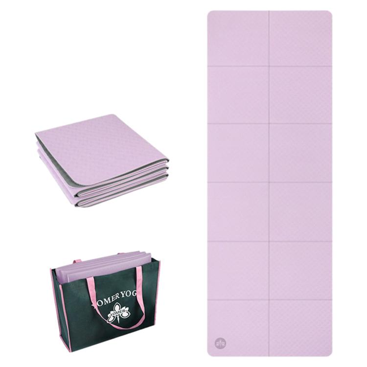 4mm Thick Non-slip Fitness Pad Foldable Yoga Mat — Light Grey And Black + Handbag