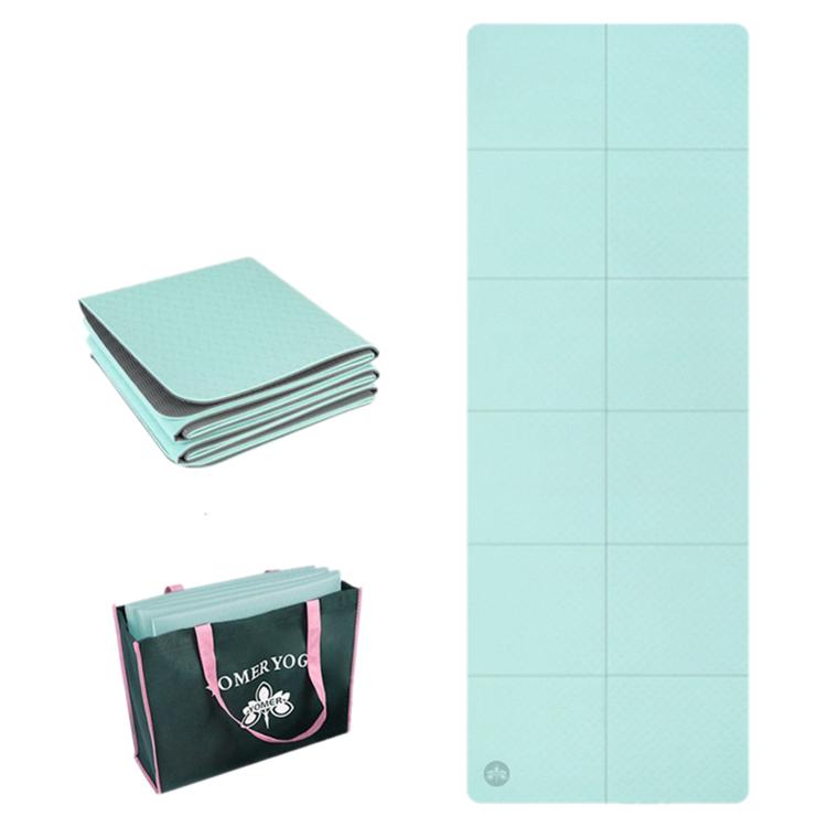 4mm Thick Non-slip Fitness Pad Foldable Yoga Mat — Light Purple And Light Grey + Handbag