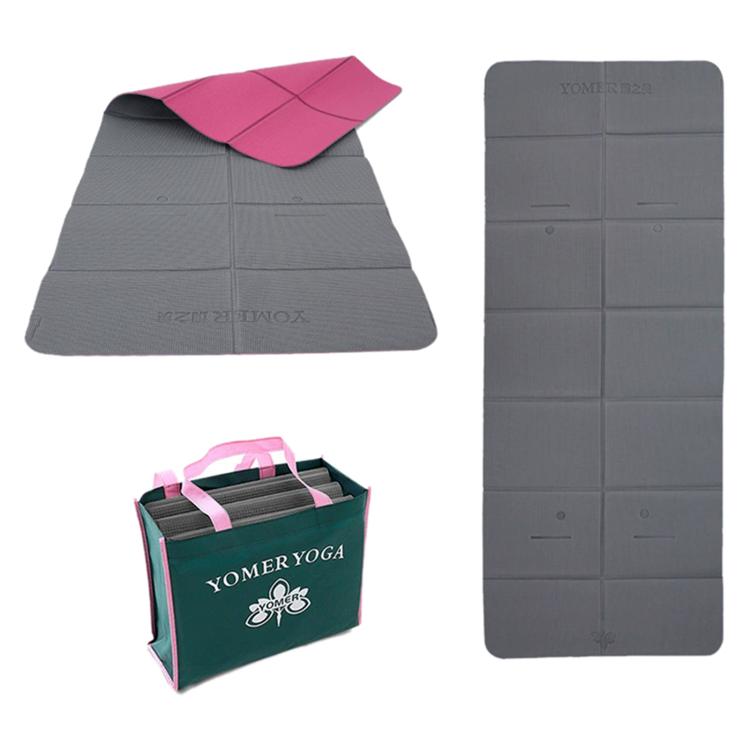 Negative Ions Portable Travel Thick Foldable Yoga Pad Student Nnap Mat — Pink Purple + Black