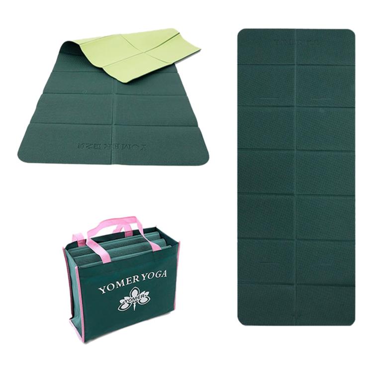 Negative Ions Portable Travel Thick Foldable Yoga Pad Student Nnap Mat — Light Grey + Rose Red