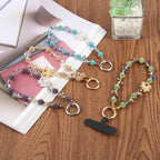 Rocking Horse Beaded Phone Wrist Strap with Tether Pad for Women Girls — Purple