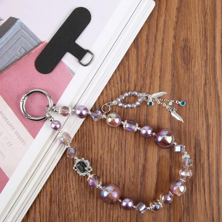 Feather Tassel Beaded Phone Charm Wrist Strap with Tether Pad for Women Girls — view 5