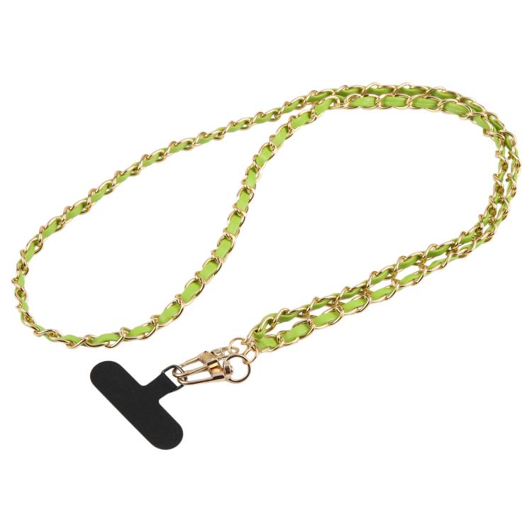 Adjustable Crossbody Phone Lanyard Faux Leather Metal Chain with Tether Pad