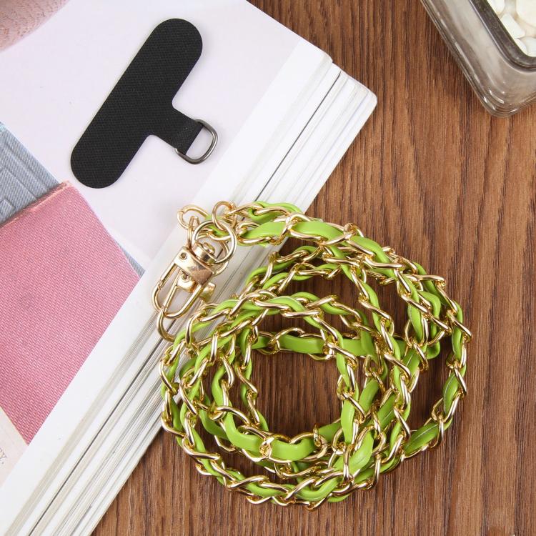 Adjustable Crossbody Phone Lanyard Faux Leather Metal Chain with Tether Pad — 120cm