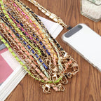 Adjustable Crossbody Phone Lanyard Faux Leather Metal Chain with Tether Pad — view 15