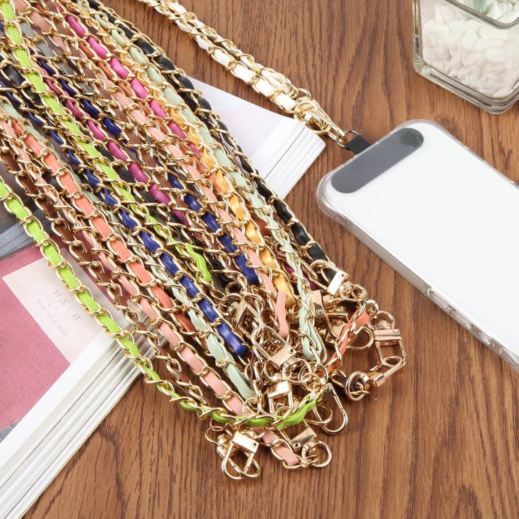 Adjustable Crossbody Phone Lanyard Faux Leather Metal Chain with Tether Pad — view 15