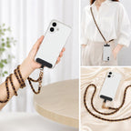 Adjustable Crossbody Phone Lanyard Faux Leather Metal Chain with Tether Pad — view 17