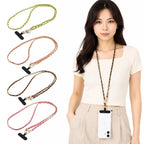 Adjustable Crossbody Phone Lanyard Faux Leather Metal Chain with Tether Pad — view 20