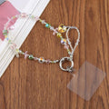 Flat Disc Beaded Phone Charm Wrist Strap with Tether Pad for Women Girls
