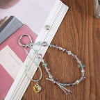 Flat Disc Beaded Phone Charm Wrist Strap with Tether Pad for Women Girls — view 4