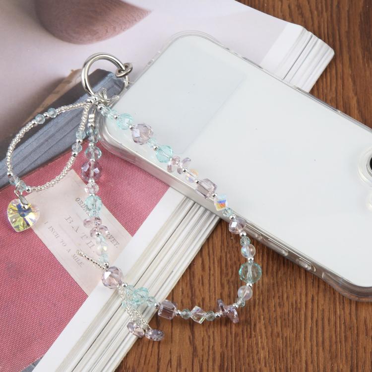 Flat Disc Beaded Phone Charm Wrist Strap with Tether Pad for Women Girls — view 5