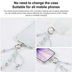 Flat Disc Beaded Phone Charm Wrist Strap with Tether Pad for Women Girls — view 6