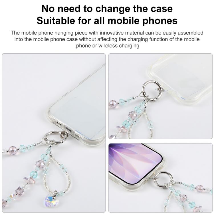Flat Disc Beaded Phone Charm Wrist Strap with Tether Pad for Women Girls — view 6