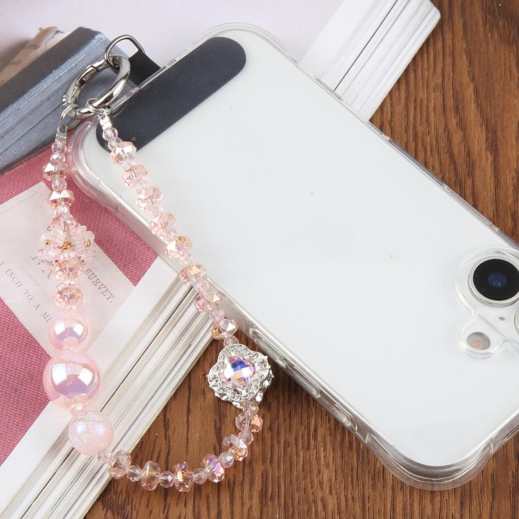 Four-Leaf Clover Beaded Phone Charm Wrist Strap with Tether Pad for Women Girls — view 6