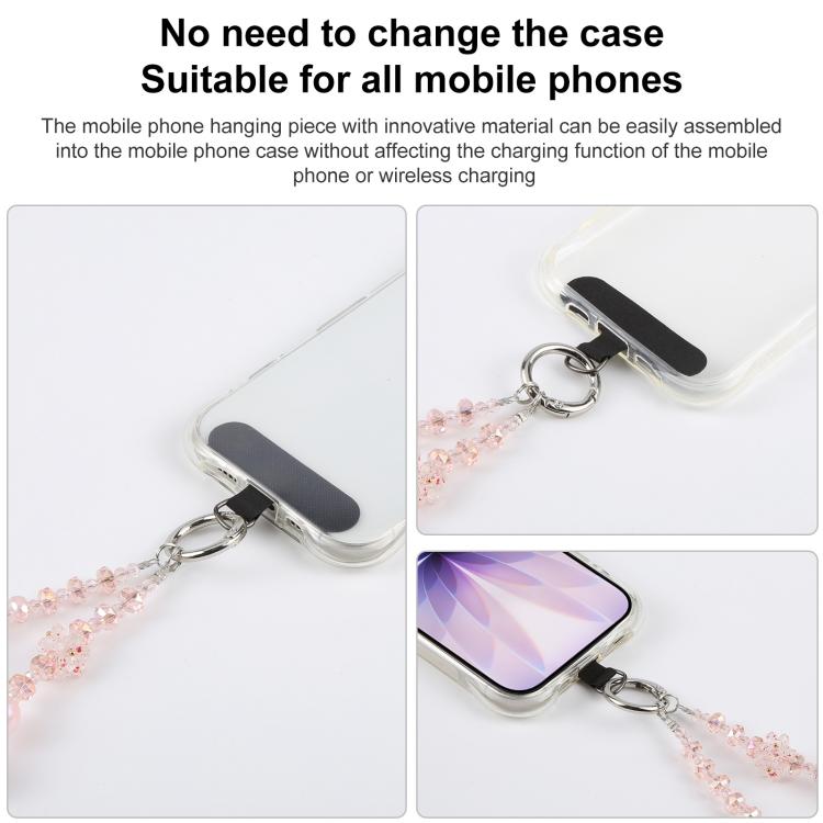 Four-Leaf Clover Beaded Phone Charm Wrist Strap with Tether Pad for Women Girls — view 7