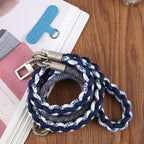 Twisted Spliced Braided Strap Phone Lanyard with Tether Pad for Unisex — Blue White