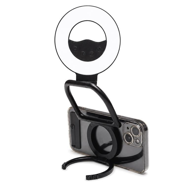Multifunctional Portable Foldable Magnetic Fill Light Phone Holder — White