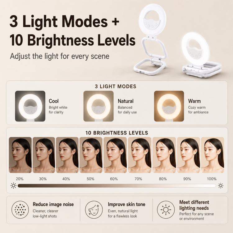 Multifunctional Portable Foldable Magnetic Fill Light Phone Holder — view 8
