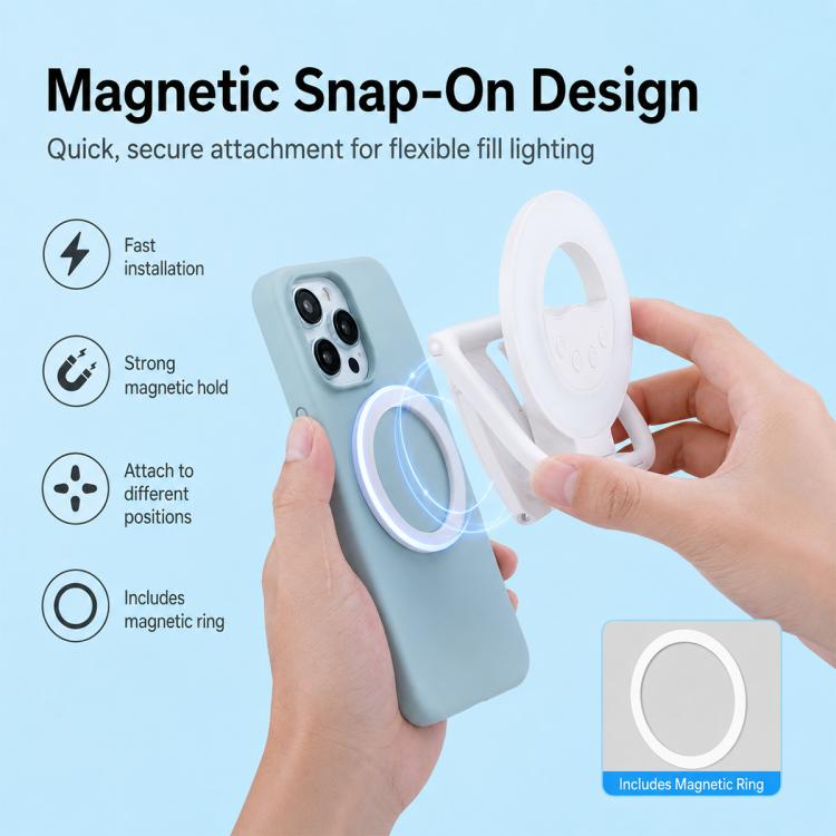Multifunctional Portable Foldable Magnetic Fill Light Phone Holder — view 10
