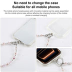 Pearl Heart Bow Phone Charm Strap — Blue