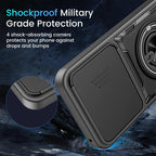 Multifunctional Sliding Camshield Ring Holder Phone Case — Orange