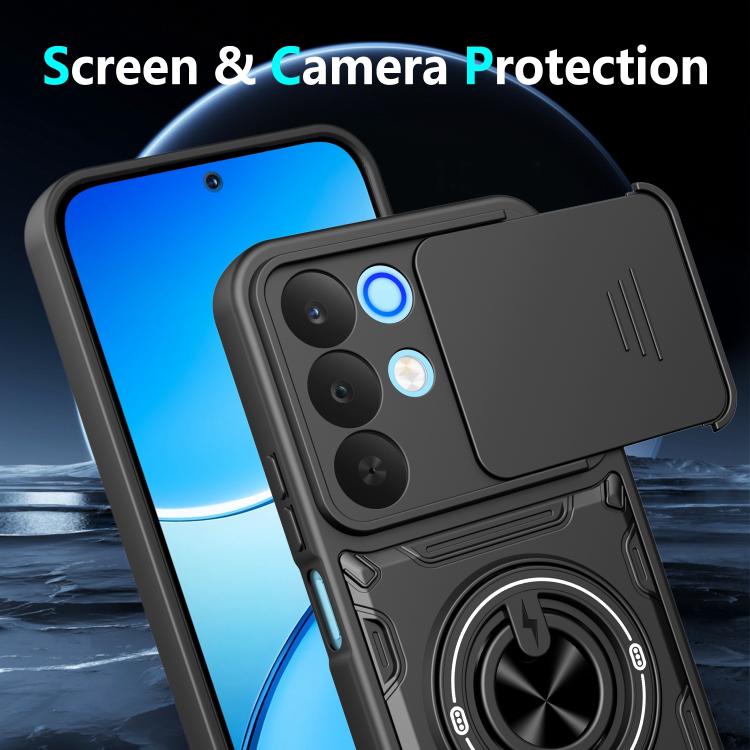 Multifunctional Sliding Camshield Ring Holder Phone Case — Purple