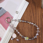 Ballet Dancer Pendant Beaded Phone Charm Wrist Strap with Tether Pad for Women Girls — view 4