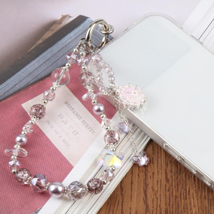 Ballet Dancer Pendant Beaded Phone Charm Wrist Strap with Tether Pad for Women Girls — view 5