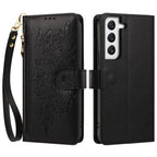 Butterfly Flower Zipper Wallet Vegan Leather Phone Case with Strap
