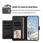 Butterfly Flower Zipper Wallet Vegan Leather Phone Case with Strap