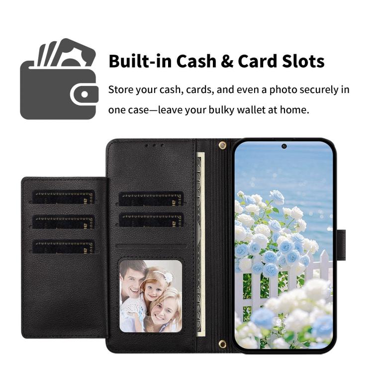 Butterfly Flower Zipper Wallet Vegan Leather Phone Case with Strap