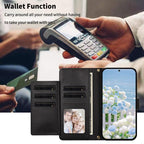 Butterfly Flower Zipper Wallet Vegan Leather Phone Case with Strap