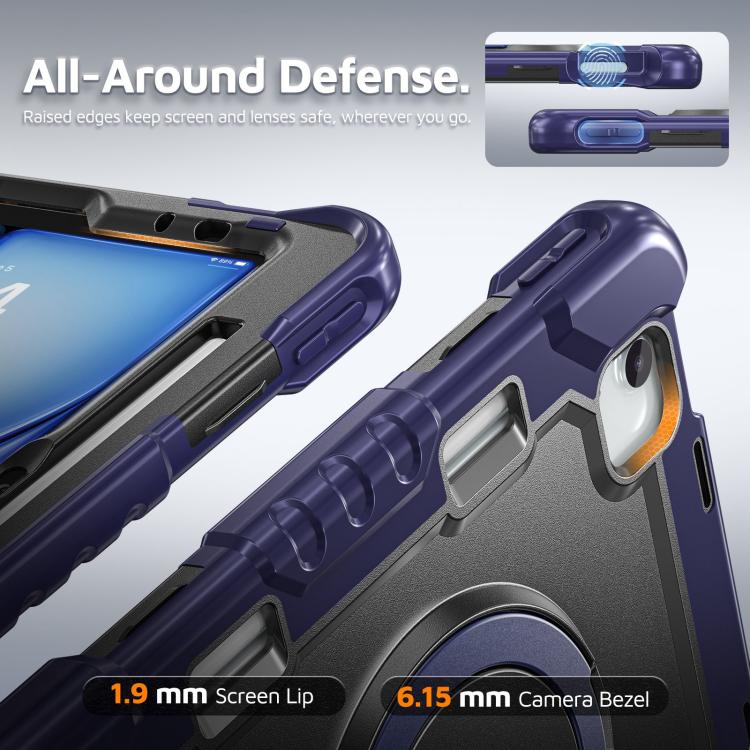 Heavy Duty Tablet Case with Pen Slot & Strap & Holder — Navy Blue Blue