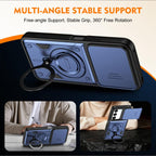 Ring Holder Lens Slide Cover Phone Case — Orange
